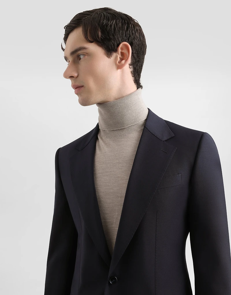 Single-breasted taormina wool canvas jacket