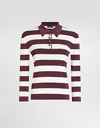 Striped viscose polo-shirt