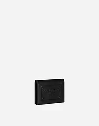 Calfskin card holder with raised logo