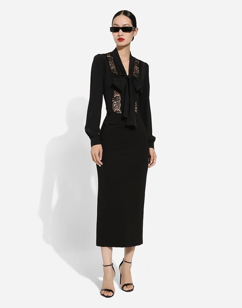 Silk shirt with lace inlay