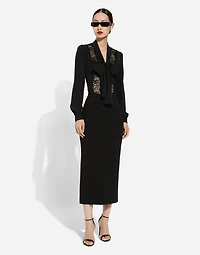 Silk shirt with lace inlay