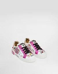 Sneaker dauphine calfskin and straw