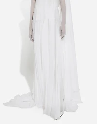 Long chiffon dress with corset details