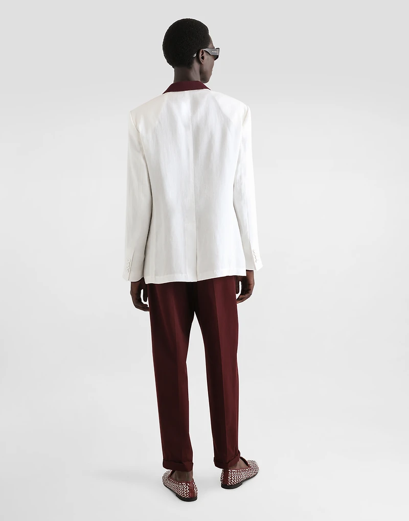 Cotton gabardine pants with double darts