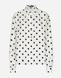 Silk twill shirt with polka-dot print