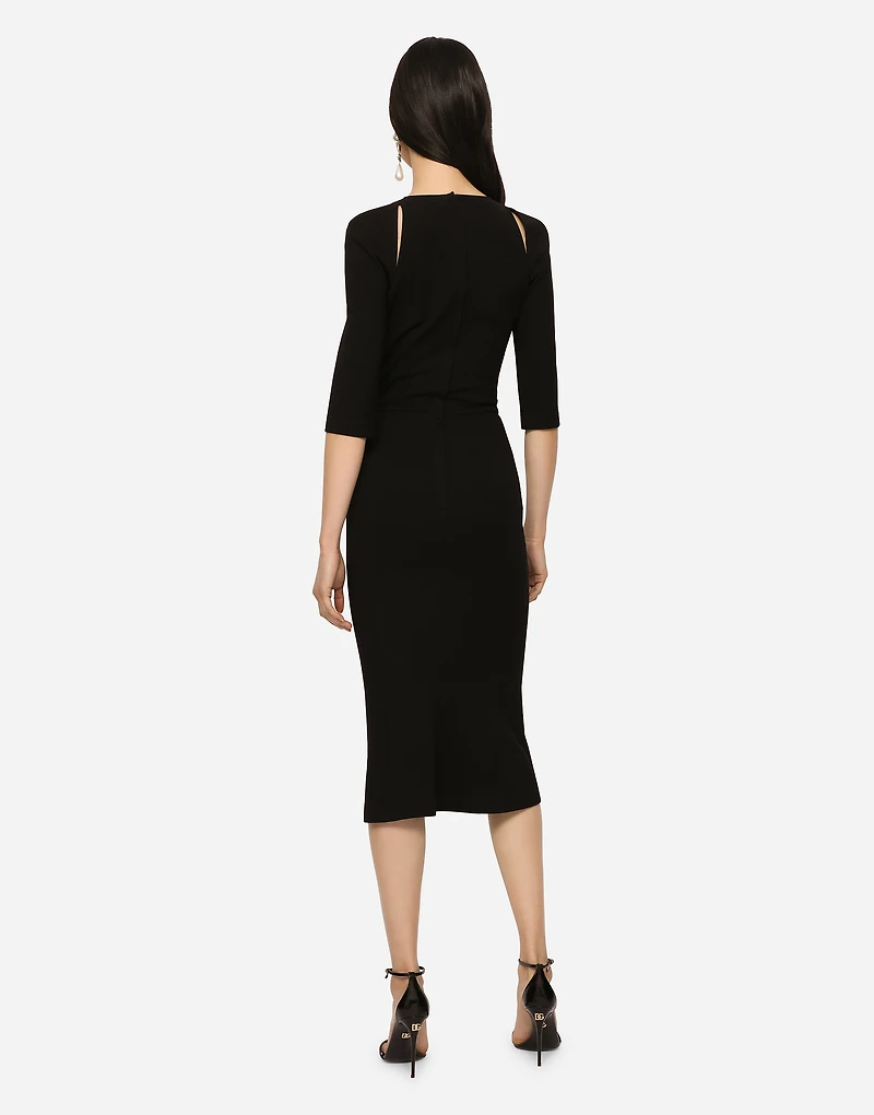 Jersey calf-length dress with cut-outs