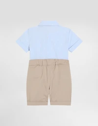 Gabardine and jacquard romper suit with polka-dots DG logo patch