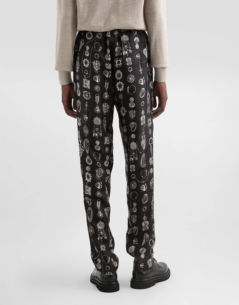 Jewel-print twill trousers
