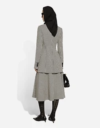 Calf-length wool houndstooth circle skirt