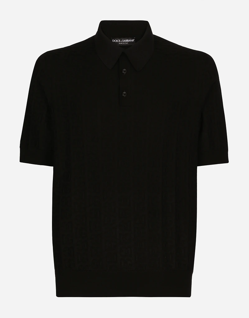 Silk jacquard polo-shirt with DG logo