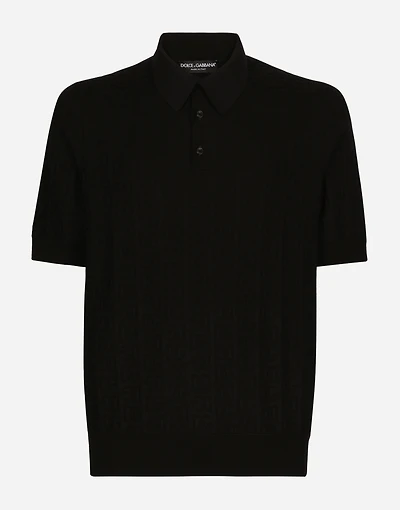 Silk jacquard polo-shirt with DG logo