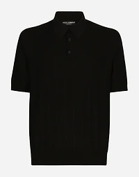 Silk jacquard polo-shirt with DG logo