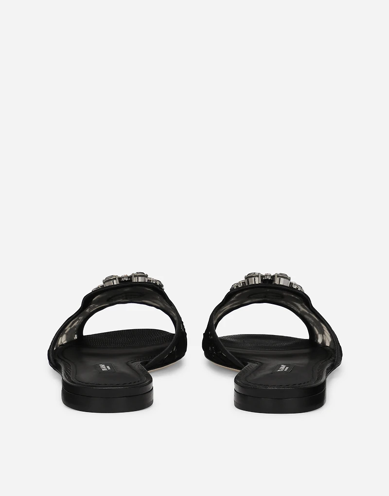 Lace rainbow slides with brooch detailing