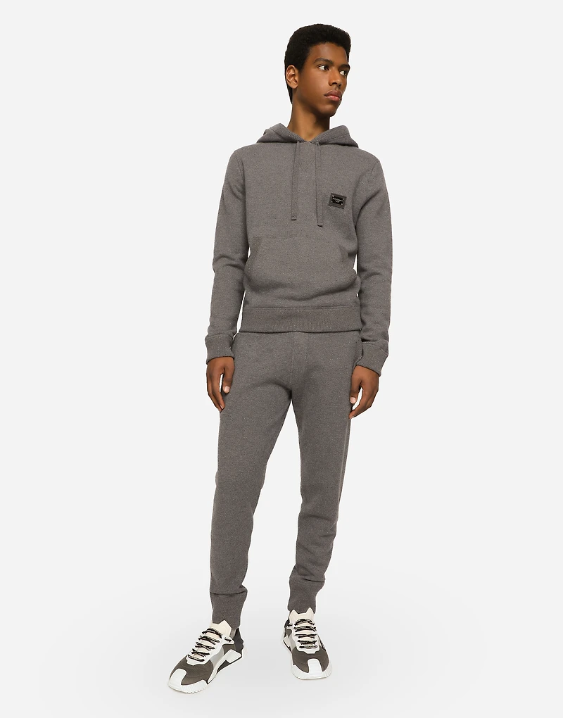 Wool and cashmere knit jogging pants