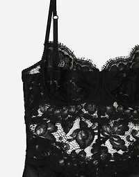 Long silk chiffon and Chantilly lace slip dress