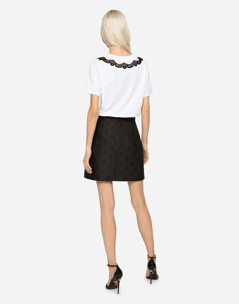 Jacquard miniskirt with all-over DG logo