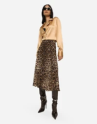 Leopard-print cady circle skirt