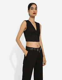 Cropped cady waistcoat with corset details