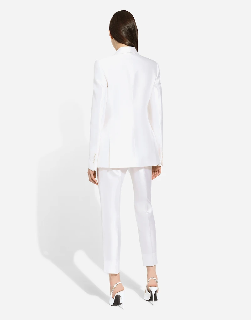 Single-breasted Mikado silk Turlington jacket