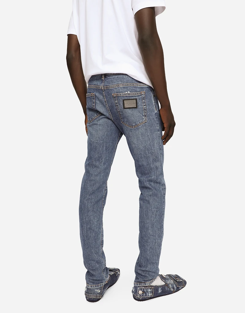 Light blue wash skinny stretch jeans