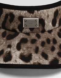 Leopard-print cotton visor with logo