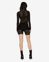 Tulle T-shirt with all-over DG logo