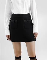 A-line wool crepe miniskirt