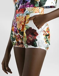 Bouquet-print poplin shorts