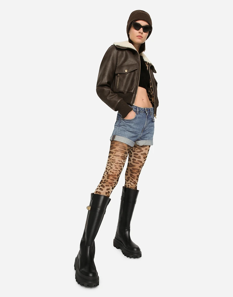 Faux leather and sheepskin jacket