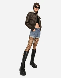 Faux leather and sheepskin jacket