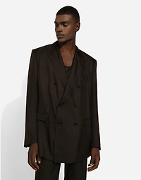 Double-breasted silk Taormina-fit jacket