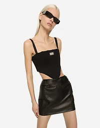 Nappa leather miniskirt