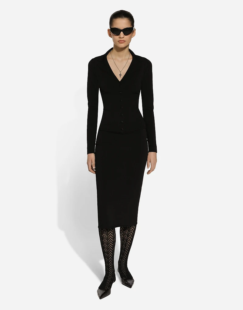 Stretch viscose knit pencil skirt with DG logo