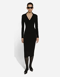Stretch viscose knit pencil skirt with DG logo