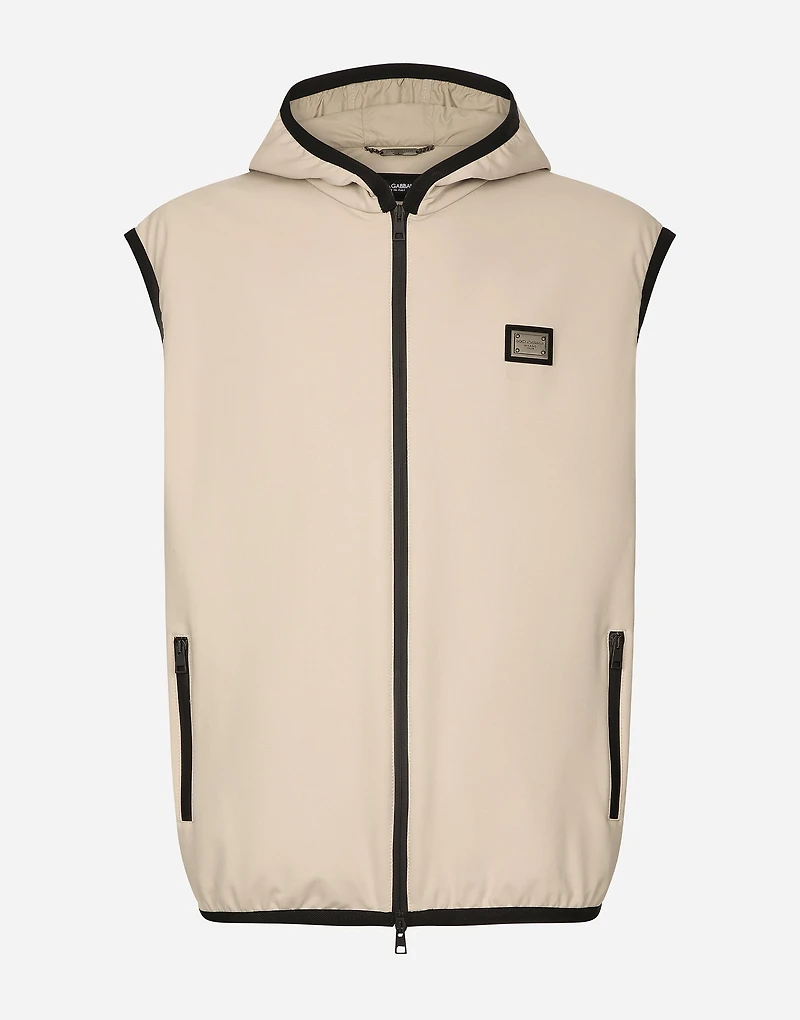 Jersey vest with hood