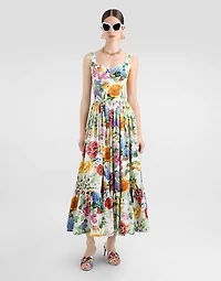 Long floral-print corset dress