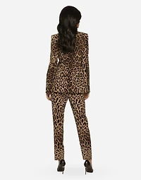 High-waisted pants leopard-print wool