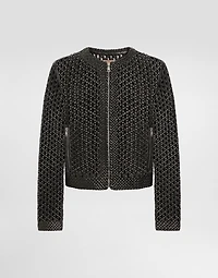 Woven nappa leather jacket