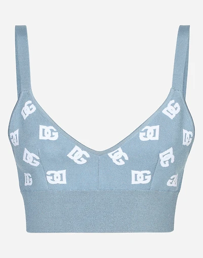 Viscose bralette top with jacquard DG logo