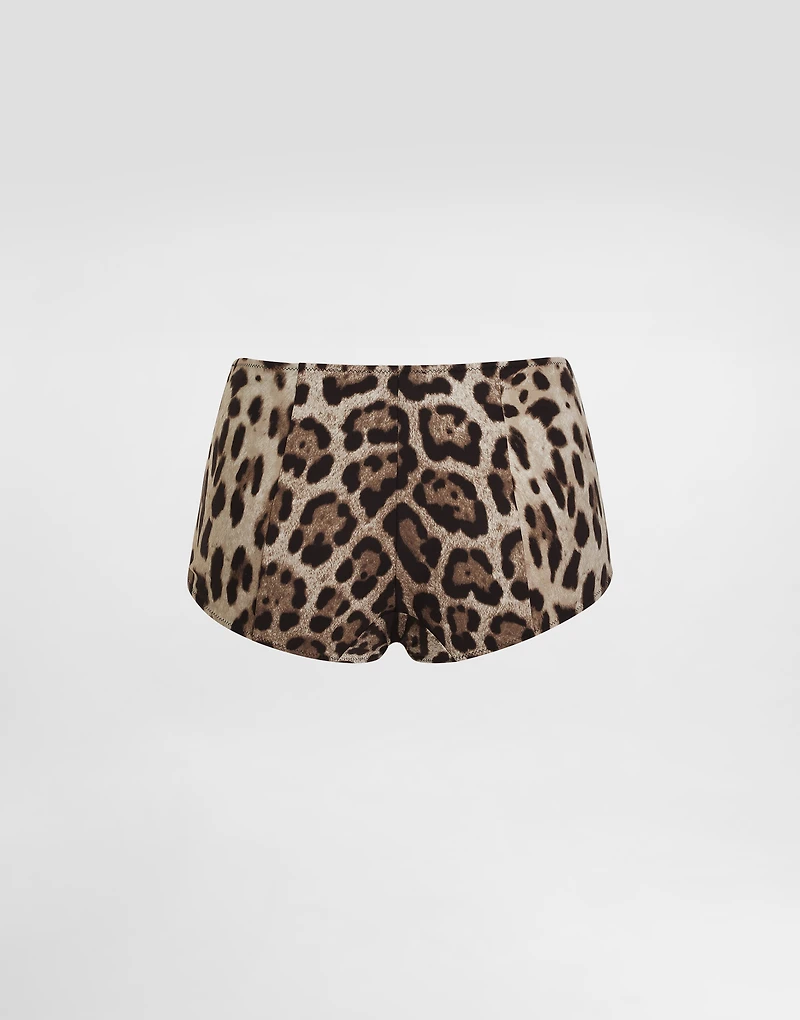 Leopard-print high-waisted bikini bottoms