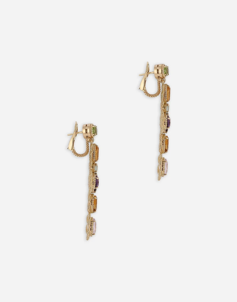  Rainbow Earrings
 18-carat yellow gold and multicolored gems