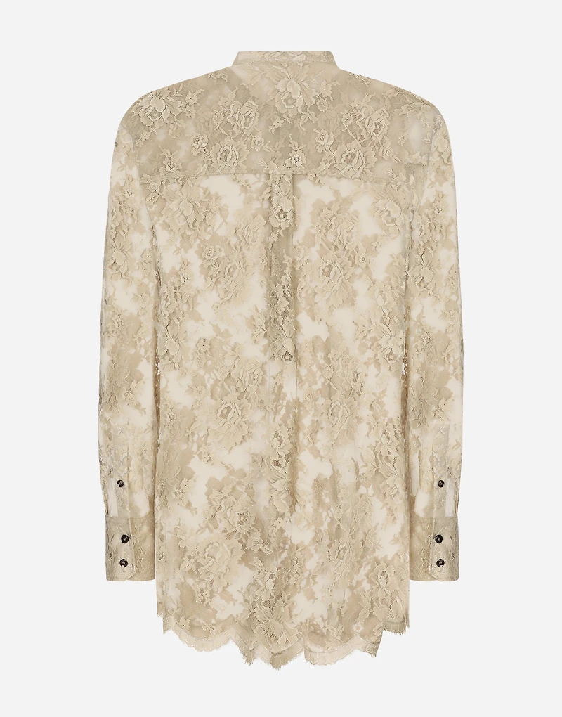 Galloon lace shirt with Mandarin collar