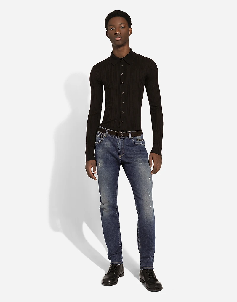 Slim-fit stretch denim jeans