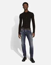 Slim-fit stretch denim jeans