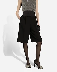 Wool gabardine tuxedo Bermuda shorts