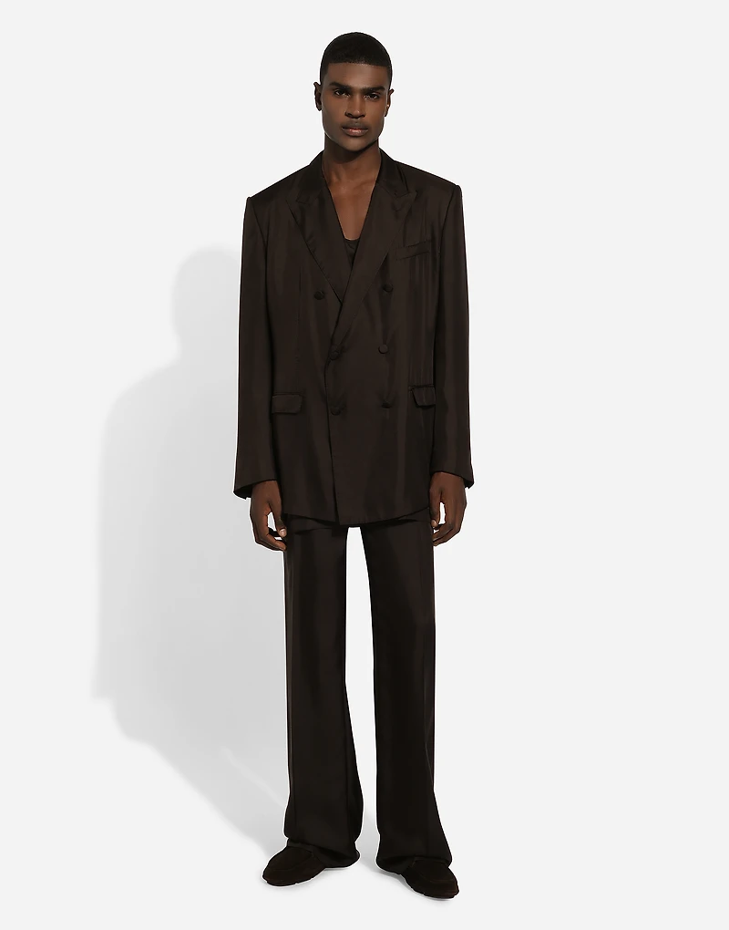 Double-breasted silk Taormina-fit jacket