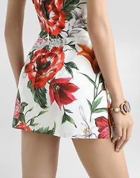 Flower-print poplin top
