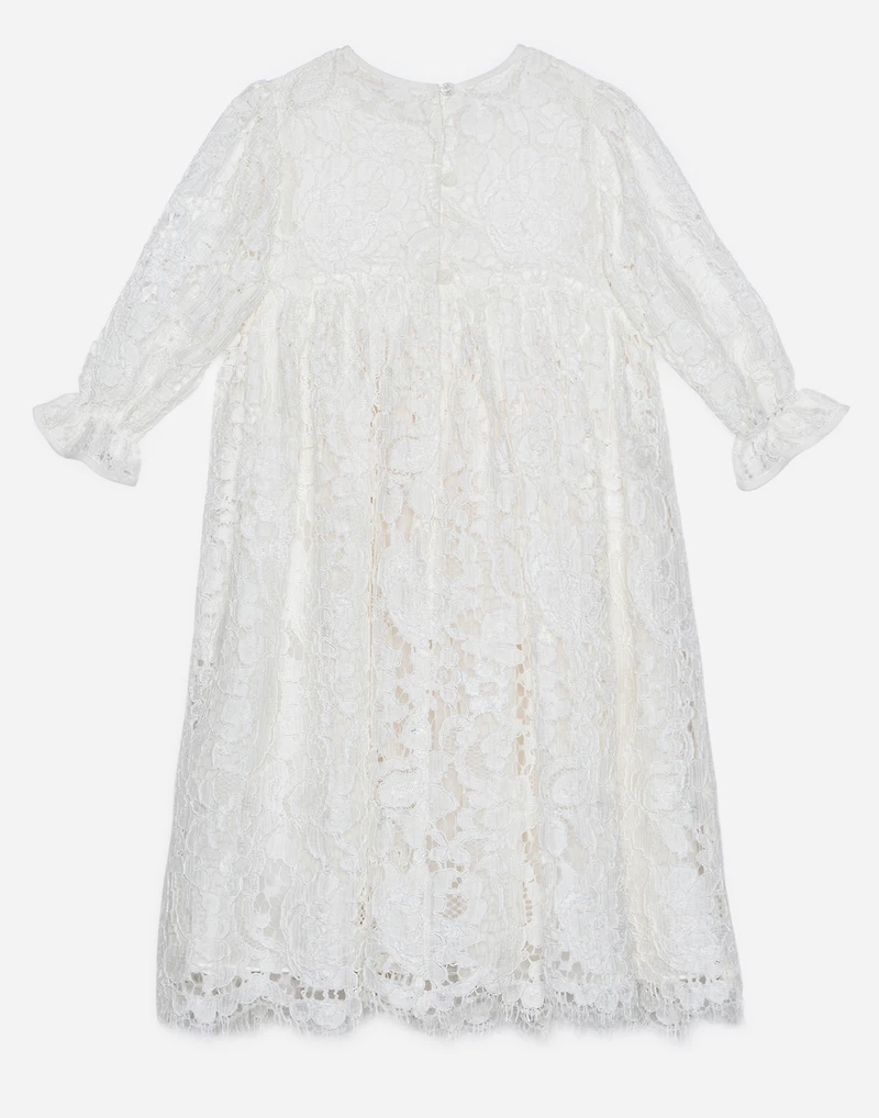 Long-sleeved galloon lace dress