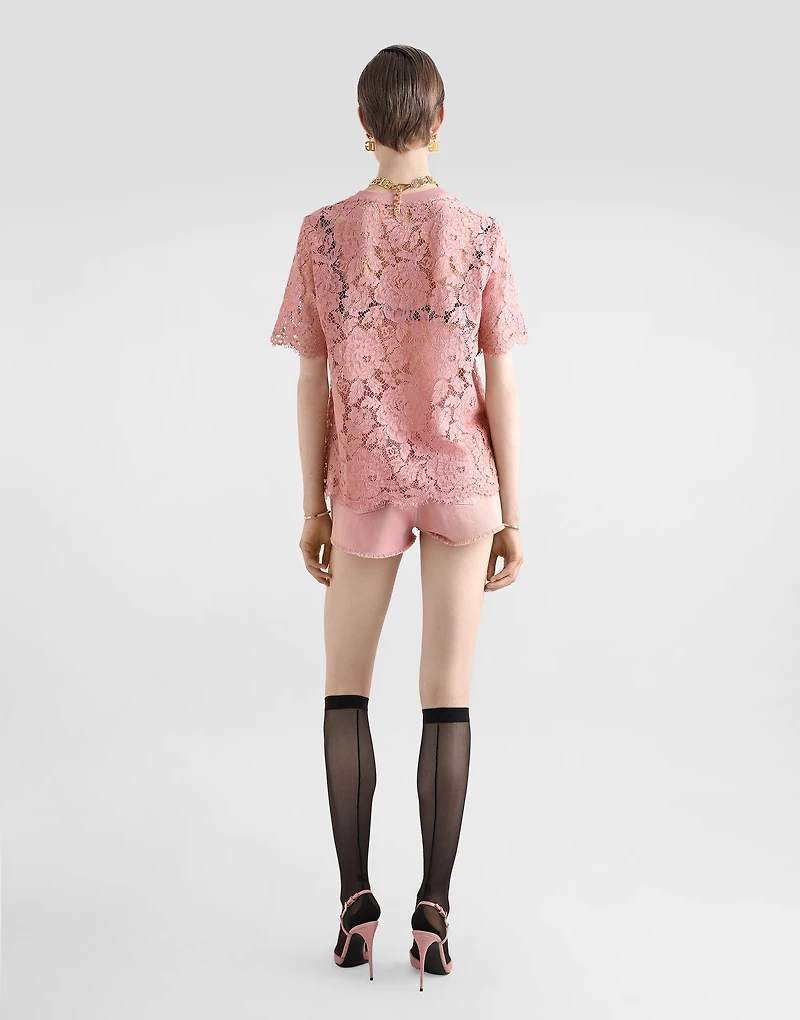 Short-sleeved Cordonetto lace T-shirt