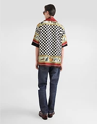 Silk shirt with cat print